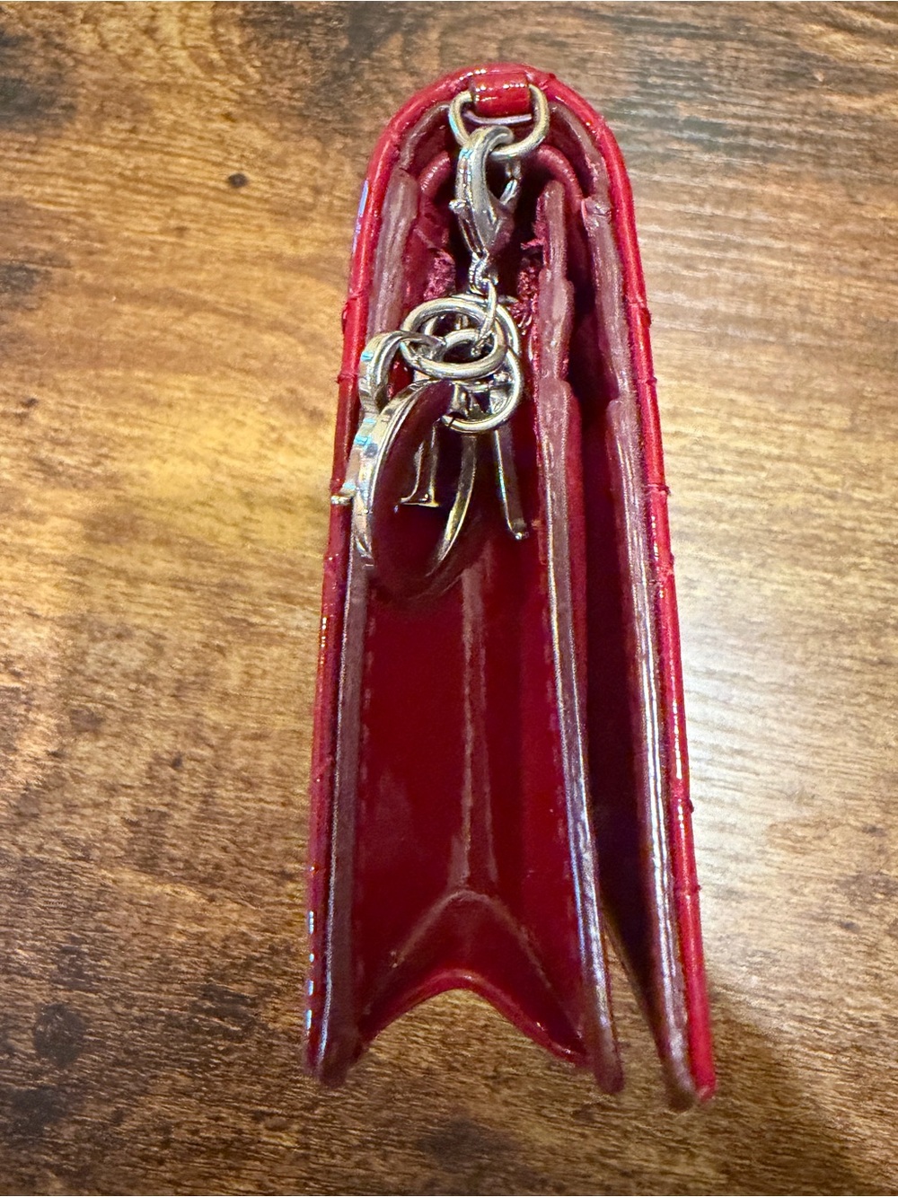 Mini Lady Dior Gardenia Wallet 🍒 Red Patent Cannage Calfskin - Picture 10 of 17
